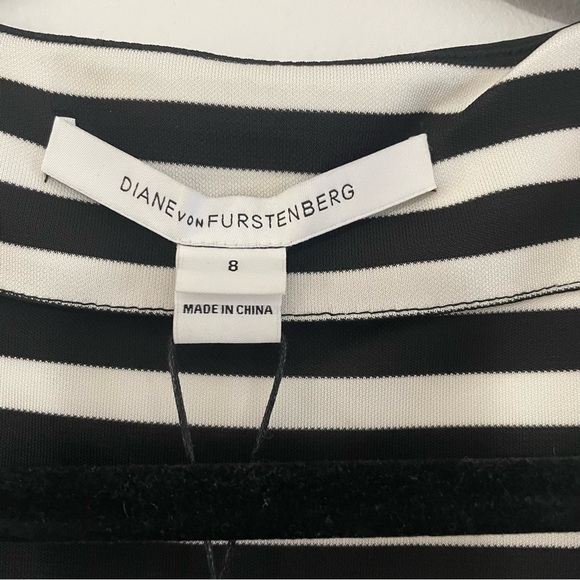 NWT DVF Diane Von Furstenberg Julian Two wrap dress black and white stri… - Picture 8 of 10